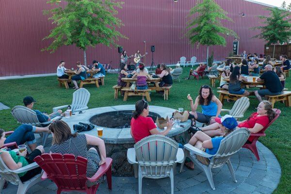 GoodLife Brewery has a garden-like outdoor seating complete with games and a fine venue for music performers.