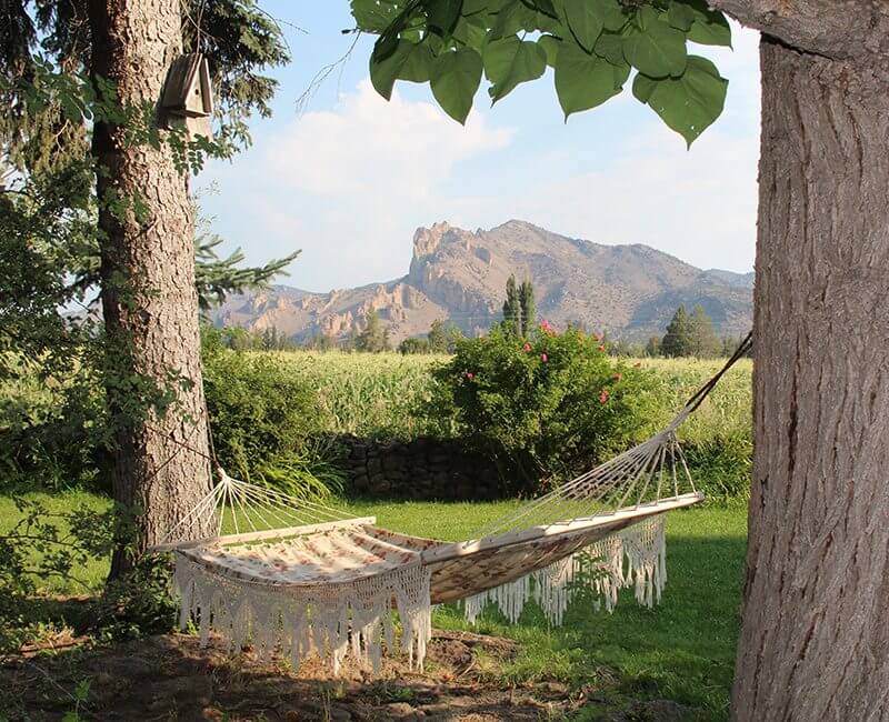 Hammock in front of Smith Rock in Terrebonne