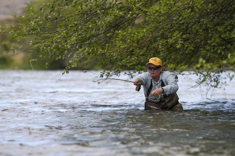 Amy Hazel fly-fishing on the Deschutes River in Maupin, Oregon.