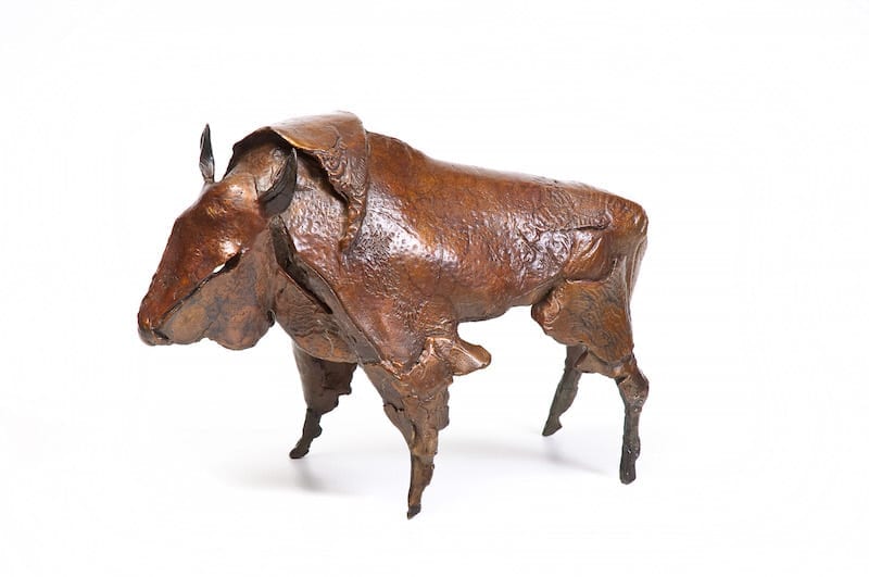 Bronze sculpture of a buffalo by Central Oregon artist Danae Miller.