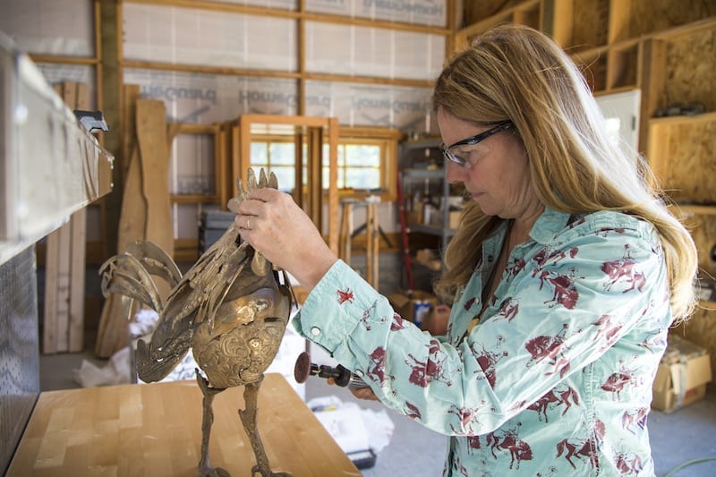 Sculptor Danae Miller in her Tumalo farm, home and studio.