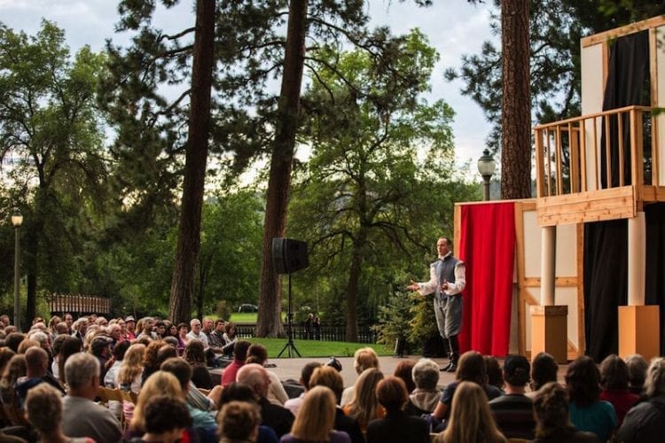 A performance of Shakespeare in the Park in Bend, Oregon
