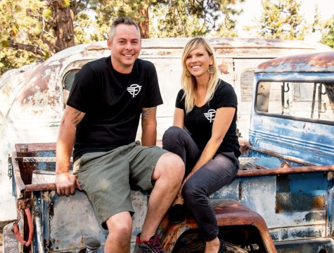 Anna and Justin Scribner, owners of Flyte Camp, a vintage trailer restoration company in Bend, Oregon.