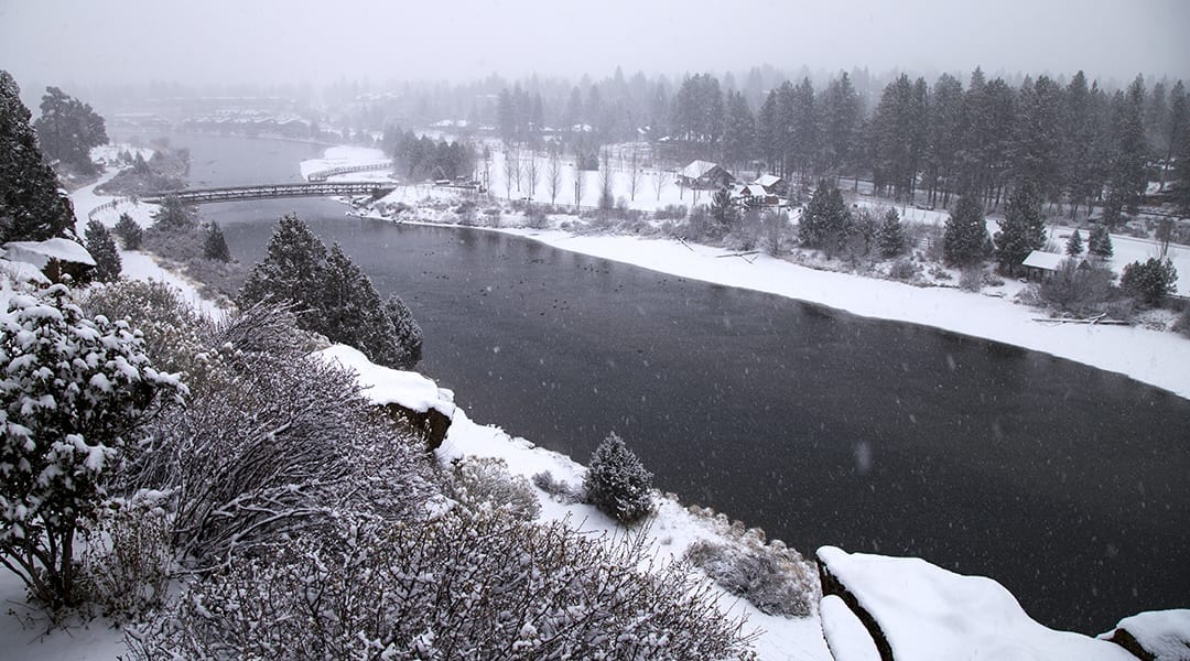 Deschutes river in Winter in Bend, Oregon