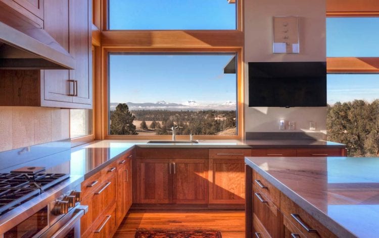 Architecture and home design kitchen of the Kalorama home near Bend, Oregon