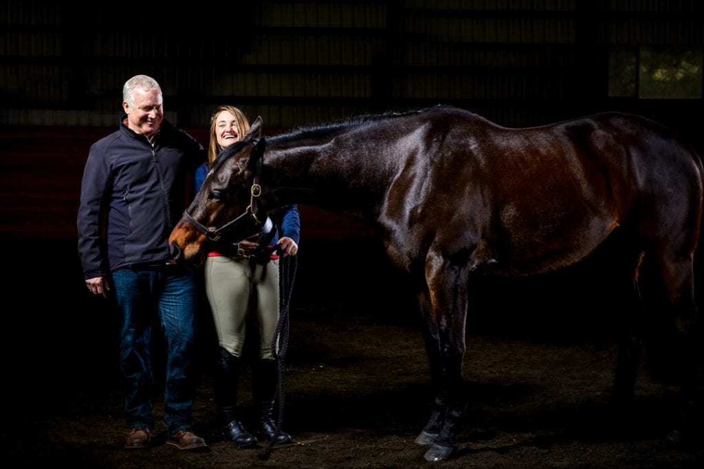 Lisa and Kevin Valenta with Norris the horse in Bend, Oregon