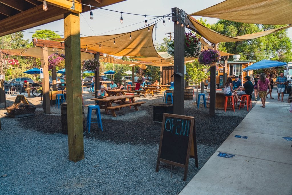 Midtown Yacht Club outside with canopy and chairs