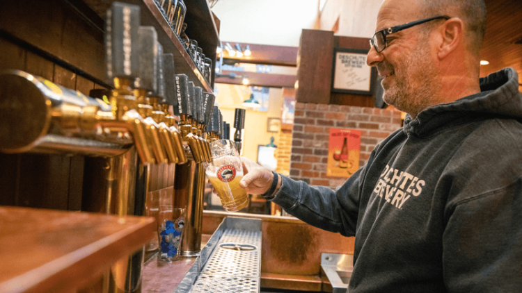 Tim Casinelli manages the Deschutes Brewery pub, downtown Bend