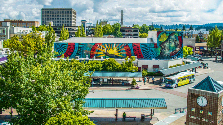Mural in downtown Eugene by Beau Stanton