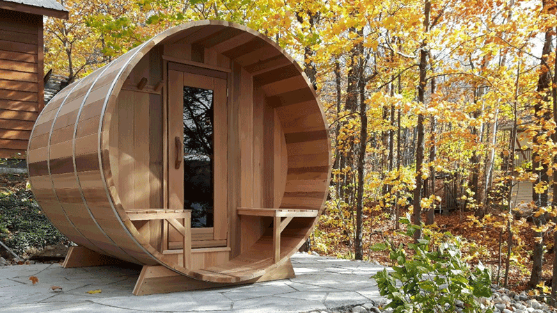 Outdoor barrell sauna