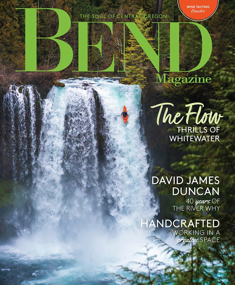 March April 2023 cover of Bend Magazine with Koosah Falls