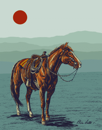 “Old Red”: digital drawing of Clara Smith’s aunt’s horse, Ringer.