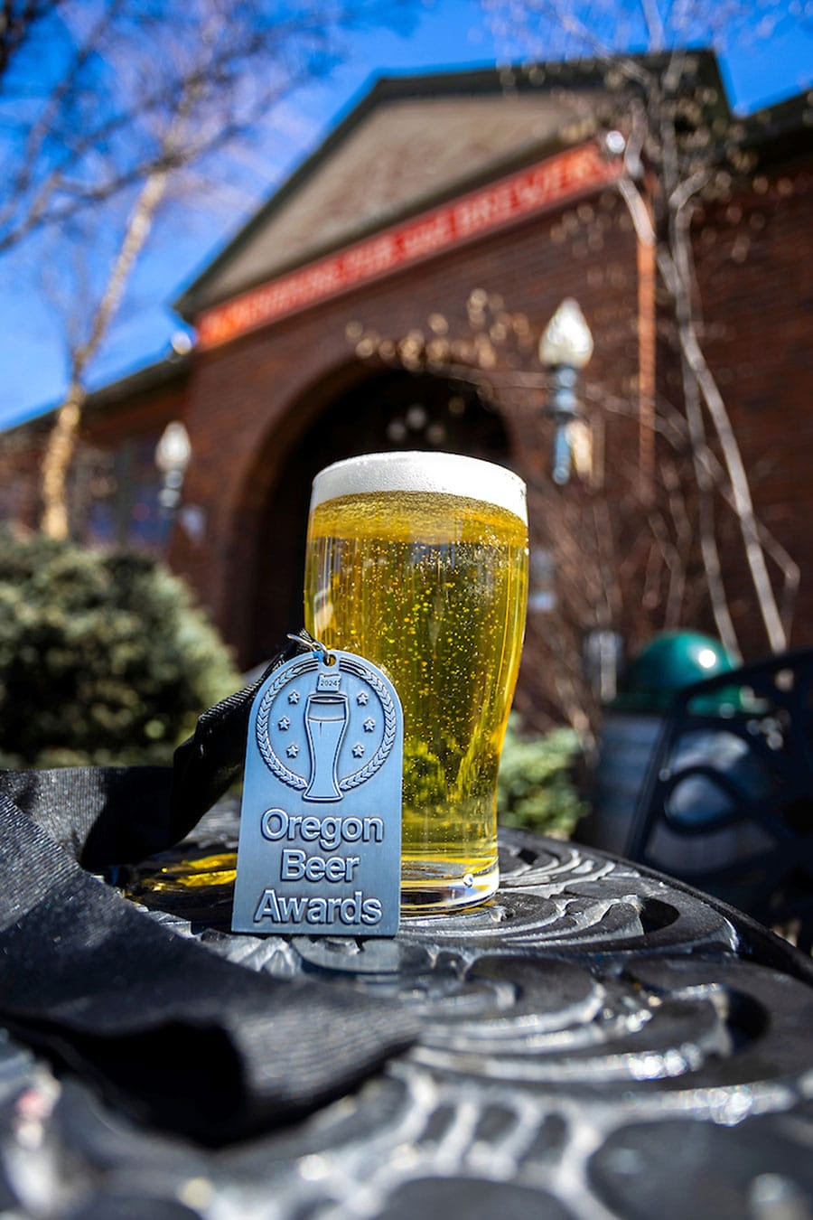 Beer on table outside