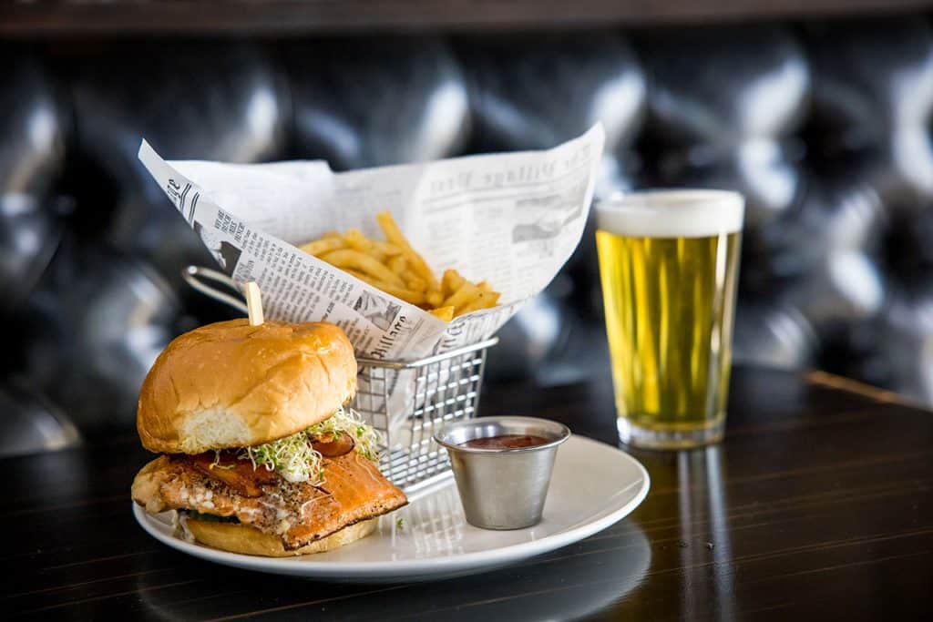 Burger, fries and a beer at Owl's Nest