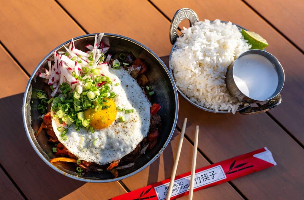 Lomo Saltado full dinner at Spork in Bend