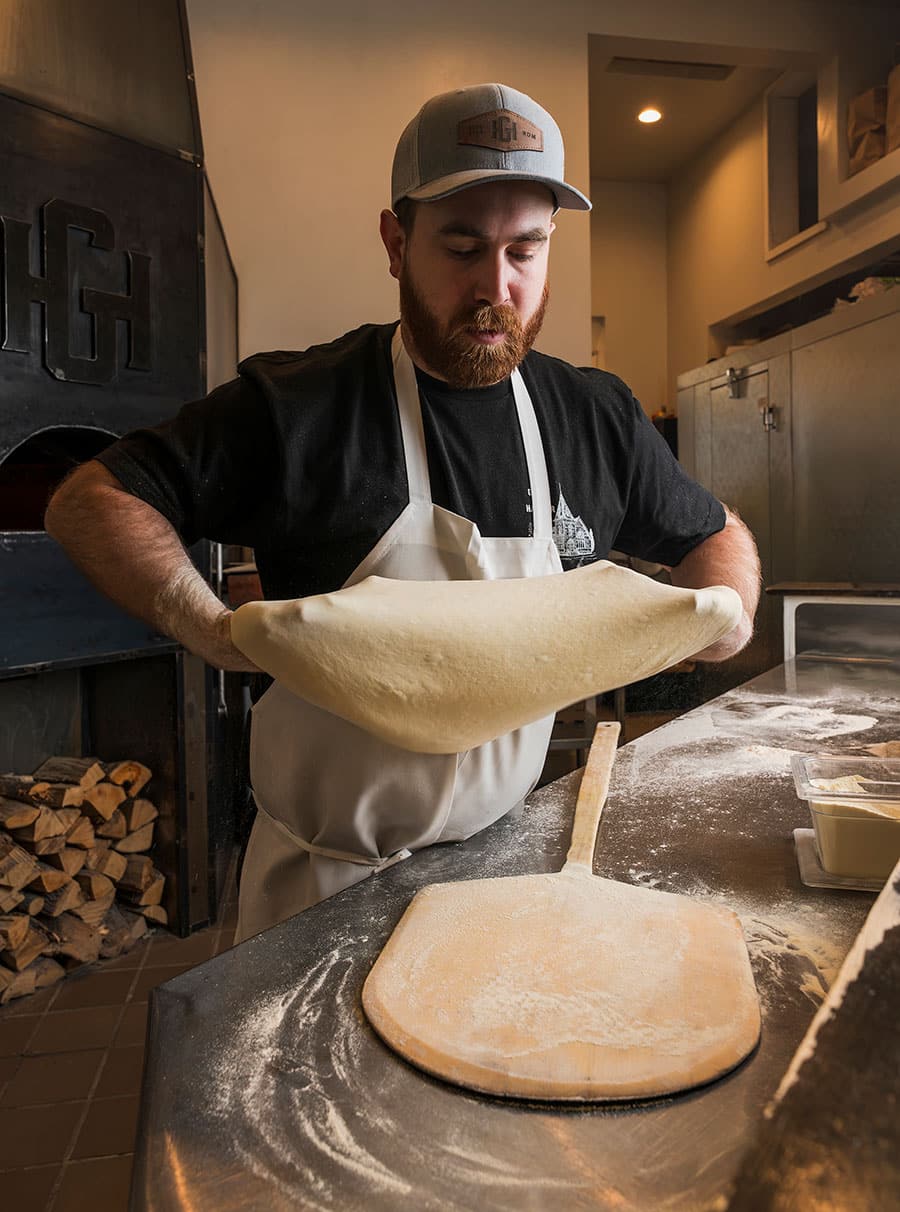 Making the Pizza at Grace and Hammer