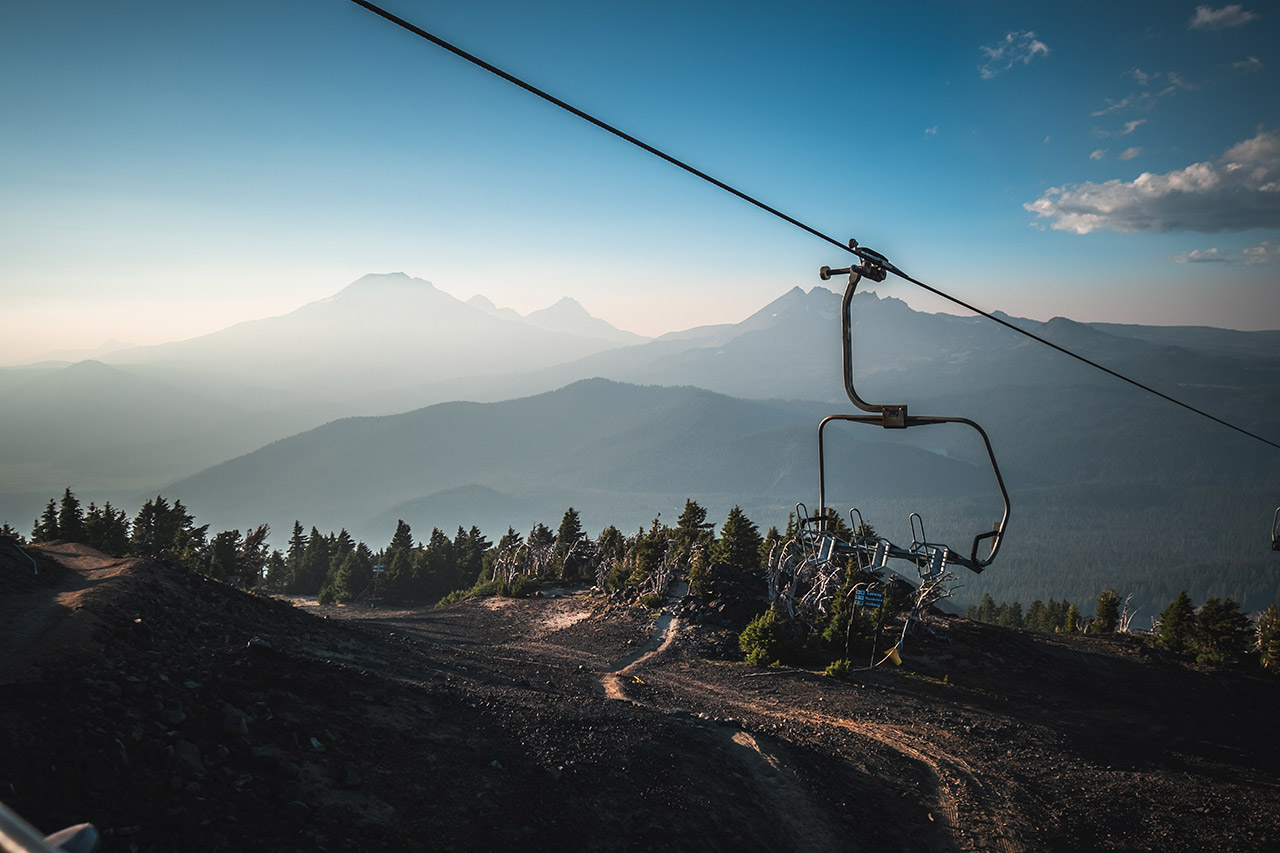 chairlift on top of Mt Bachelor in summer 