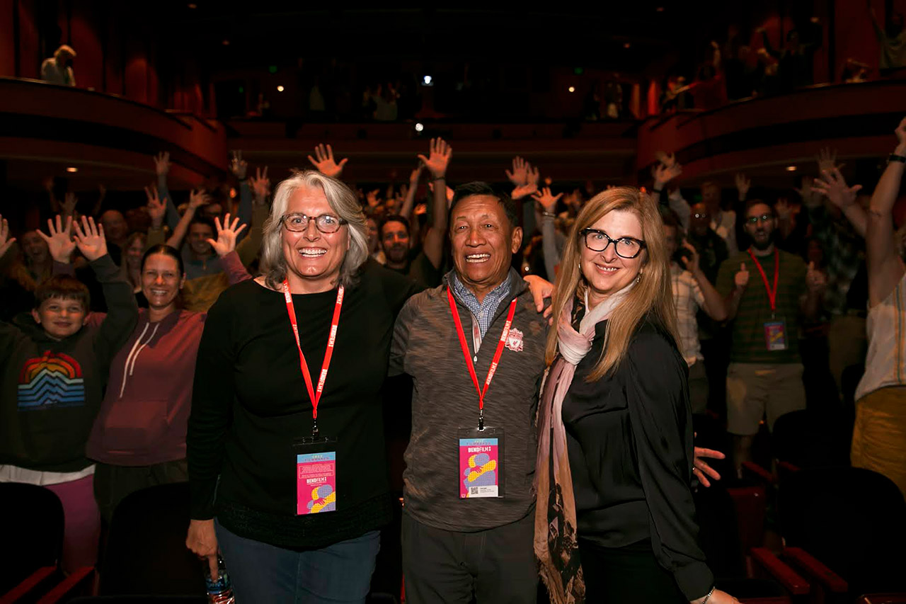BendFilm members in front of attendees in 2022