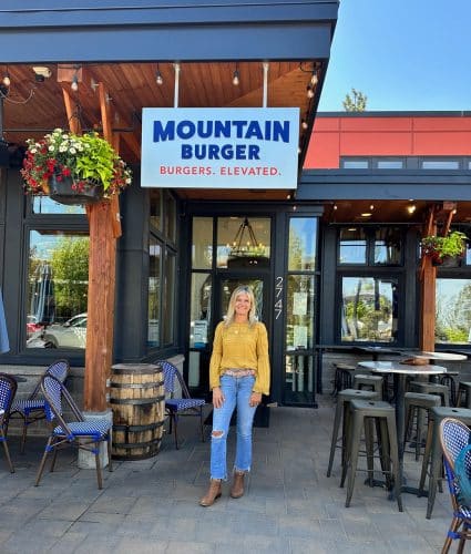 Sara Hobin standing in front of Mountain Burger in Bend