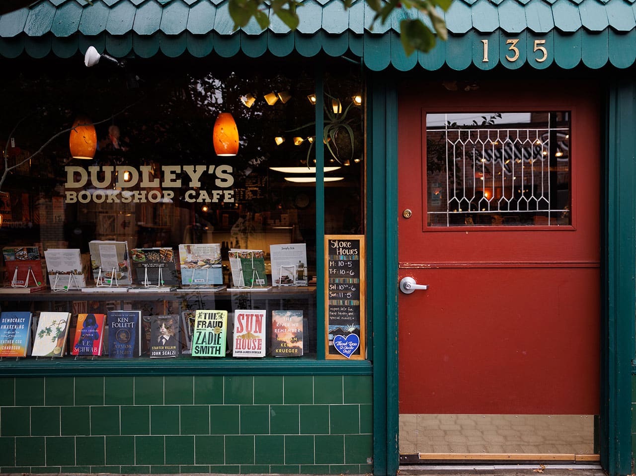 Dudleys Bookstore and Cafe Entrance in downtown Bend