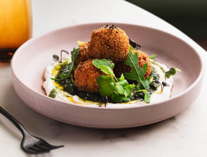 Yam Croquettes Dish by Foxtail Bakeshop