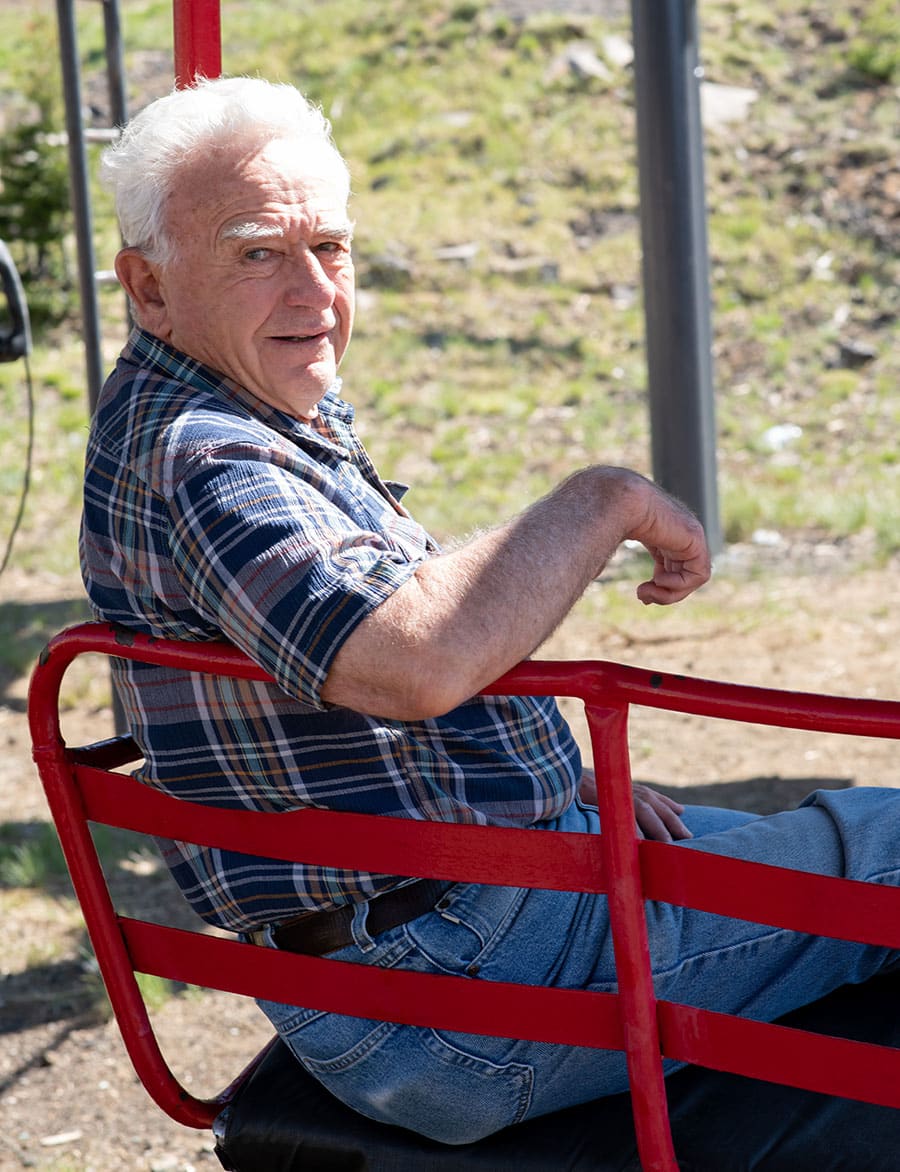 Frank Cammack today sitting on Red Chair at Mt. Bachelor