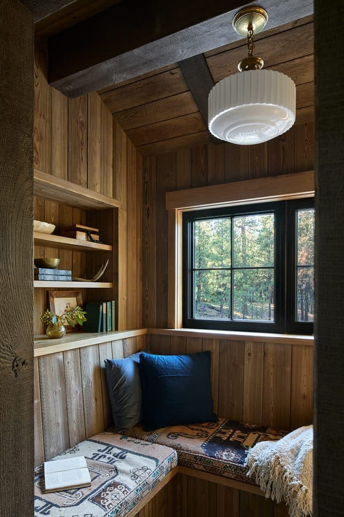 cozy reading nook in western inspired home