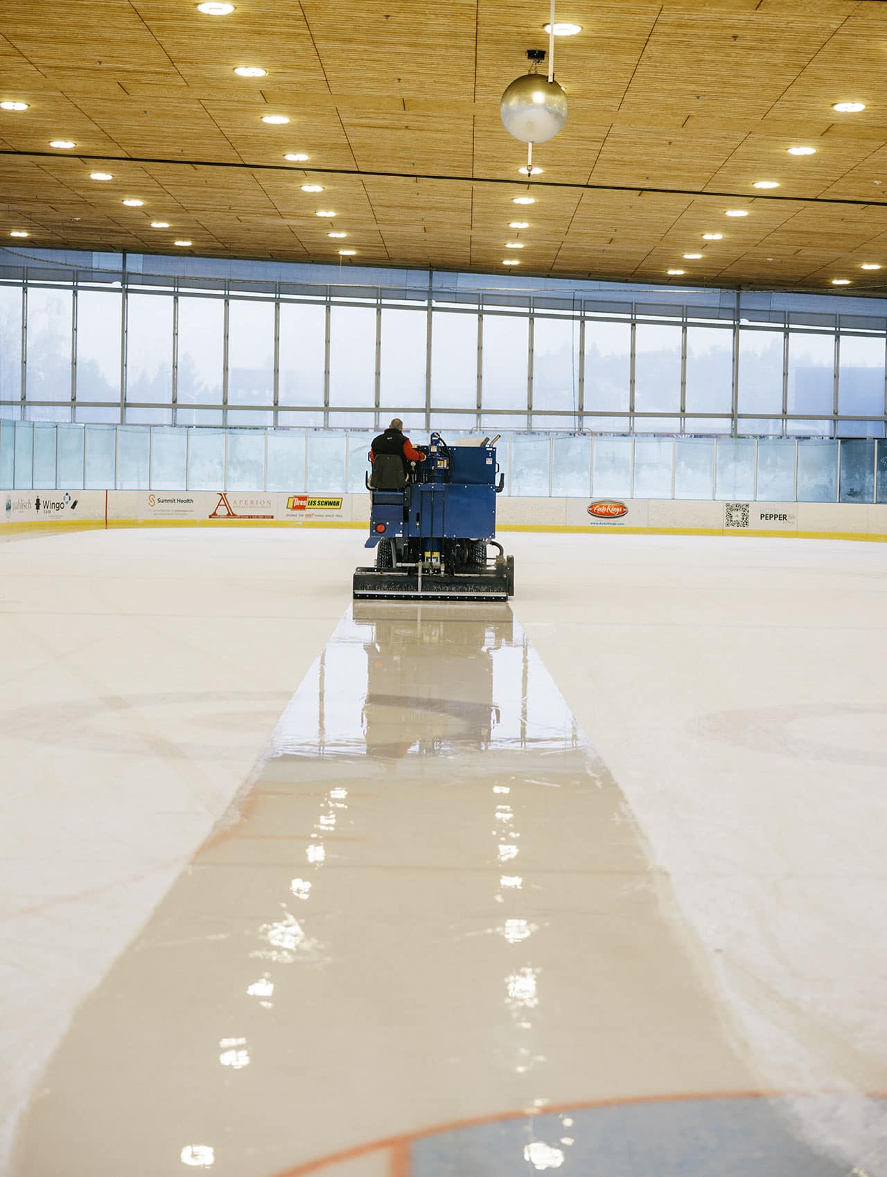 Zamboni at work smoothing the ice at the Pavillion in Bend