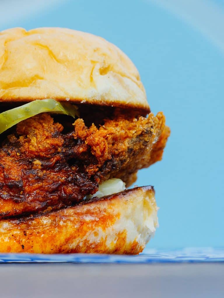 Close up of Nashville Hot Chicken Sandwich