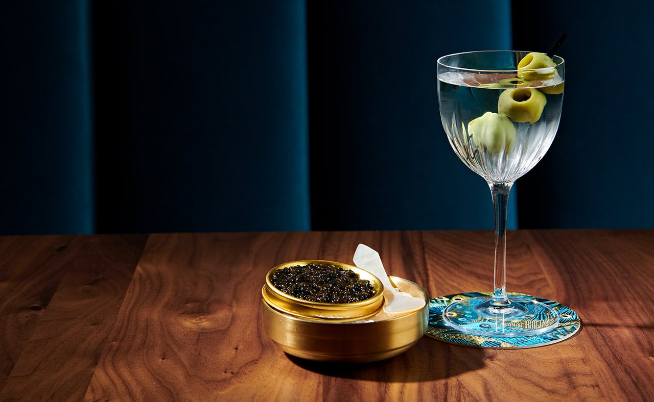 Martini and caviar Dear Irene Restaurant and Bar