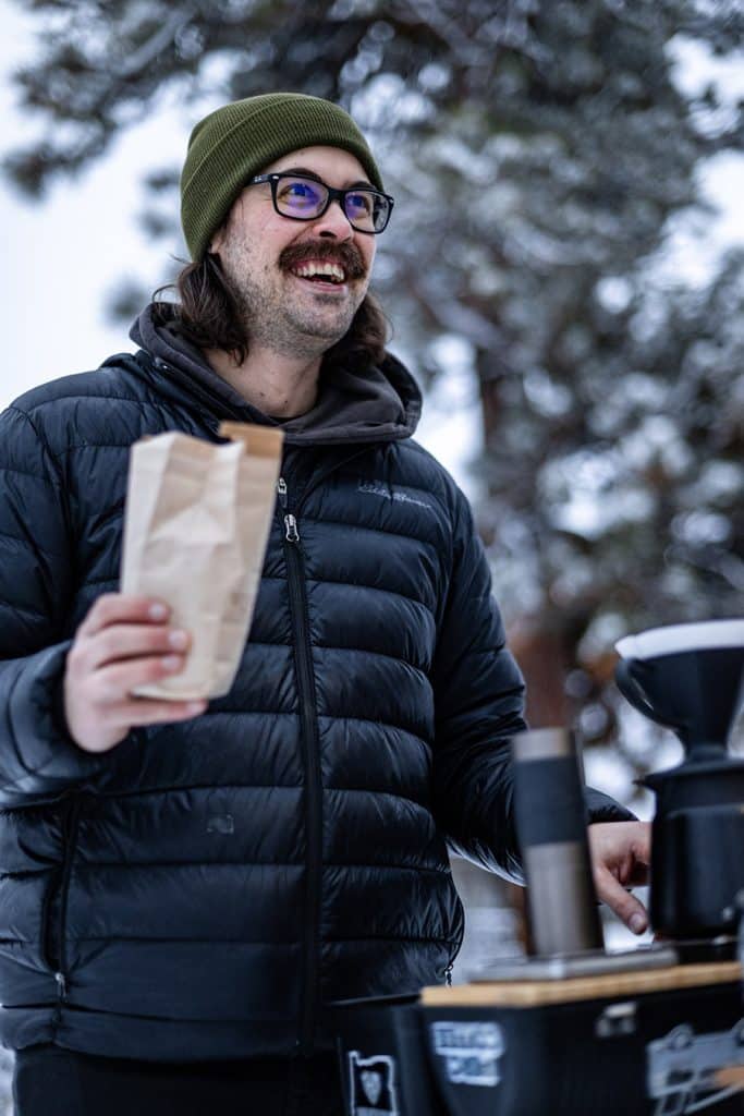 Happy owner of Hush Hush Coffee