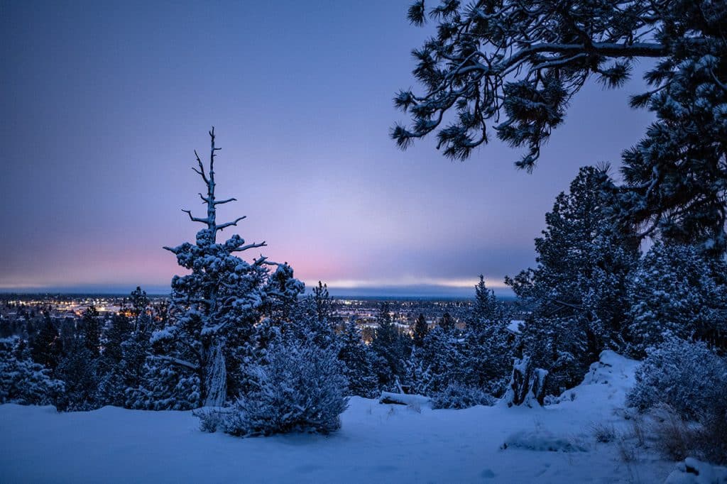 Early morning in bend hiking to Hush Hush Coffee Event