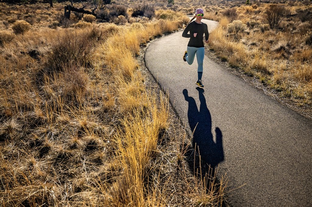 Runner staying safe on Shevlin Park Trail