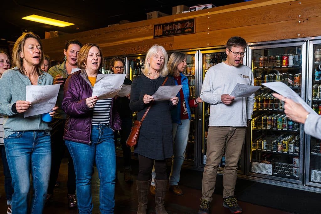 The public rock choir at broken top bottle shop