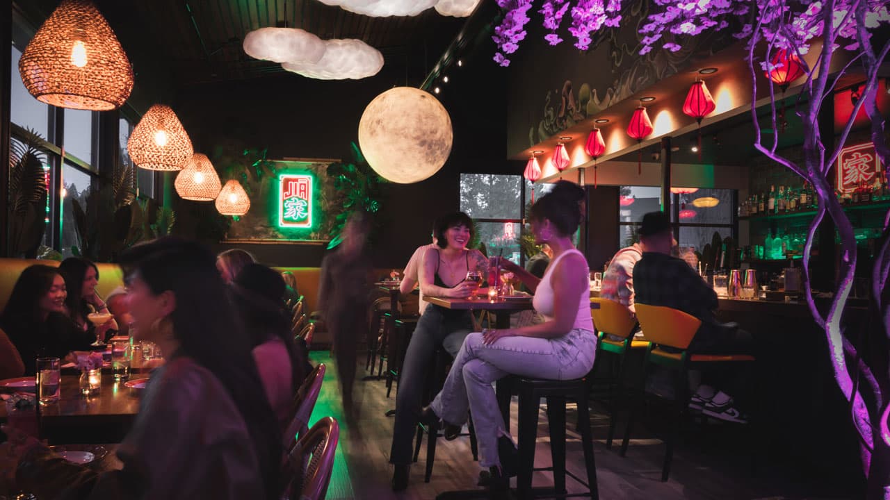 The interior of JIĀ Asian Street Kitchen dining room