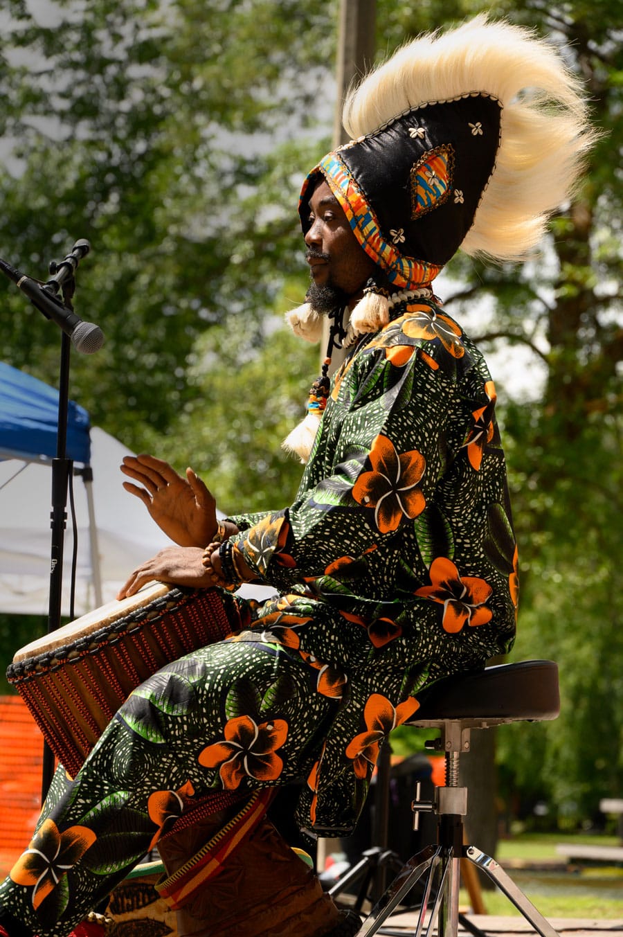 Drummer Fodé Sylla at Juneteenth