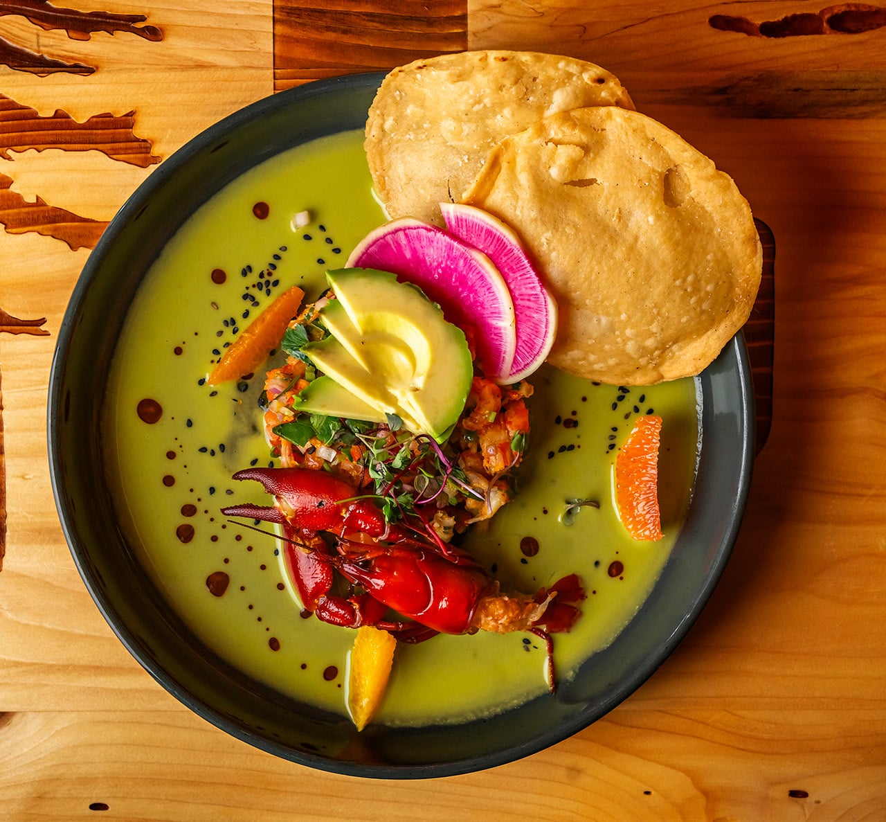 Billy Chinook Crawfish Ceviche dish at lake creek lodge