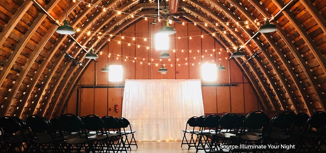 Ceremony setup in Hollinshead Barn