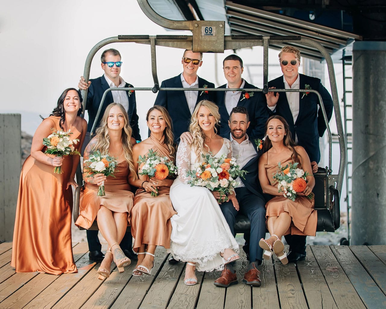 Wedding on chairlift at mt bachelor