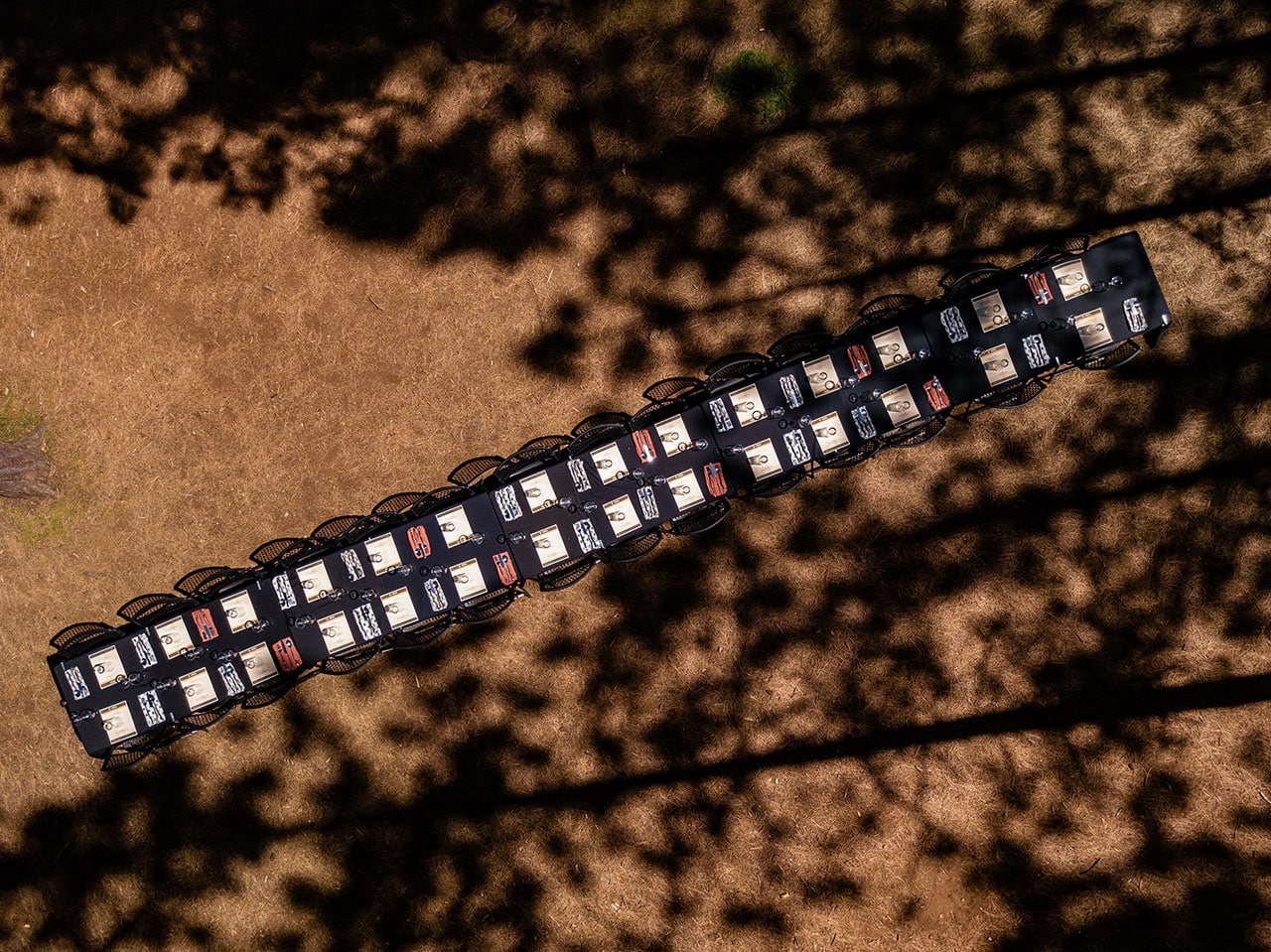 Aerial shot of dining table at Luckey's Woodsman Outdoor Dining