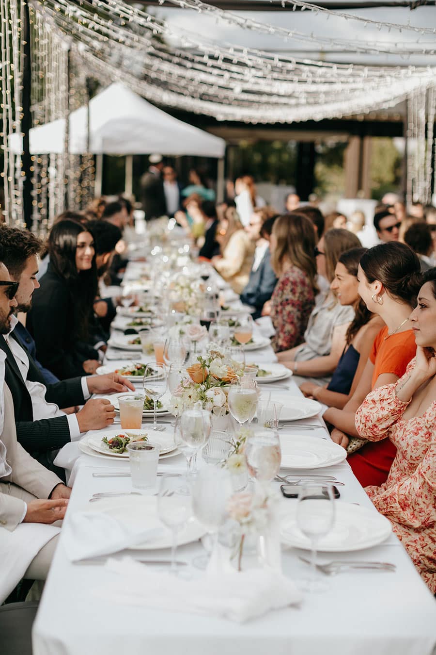 Wedding guests ready for meal at pronghorn