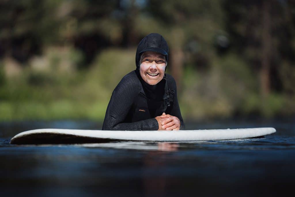 Surfer on the deschutes taking a break