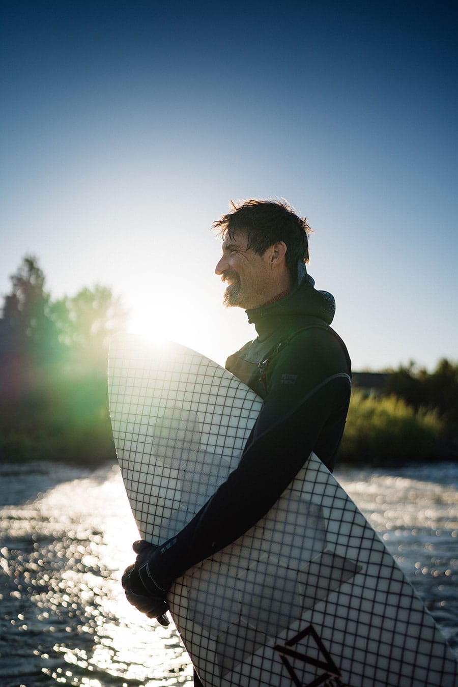 Enjoying the sunlight while catching waves