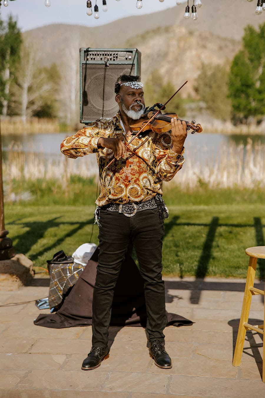 musician at Andrew and Jake's wedding