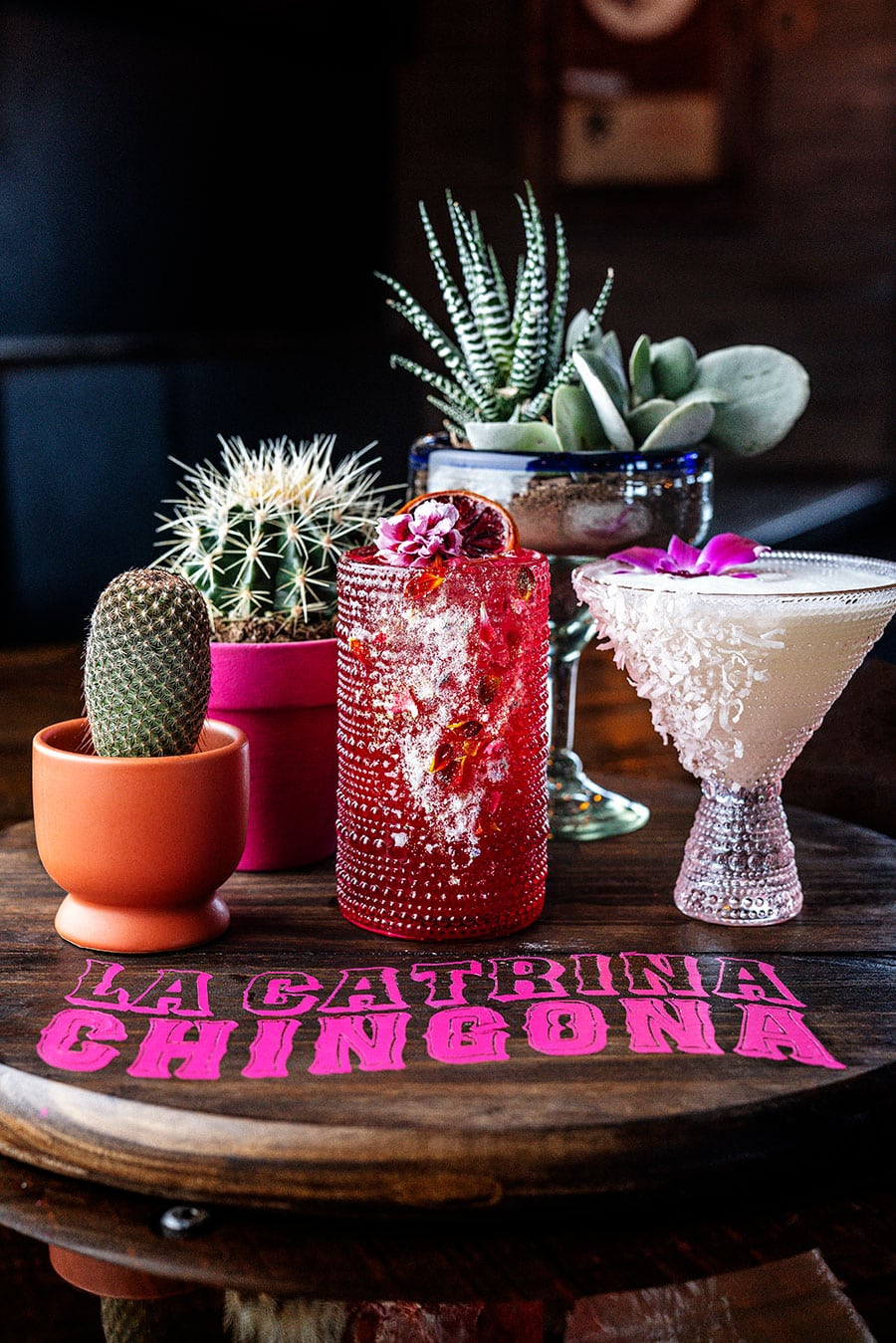 Cocktails and Cacti on a table