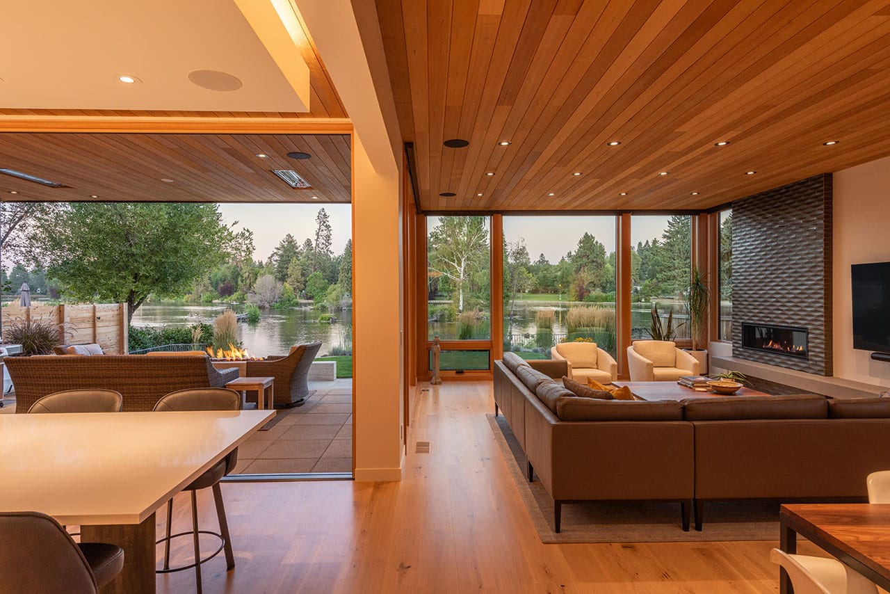 Living room and kitchen of Mirror Pond Sanctuary.