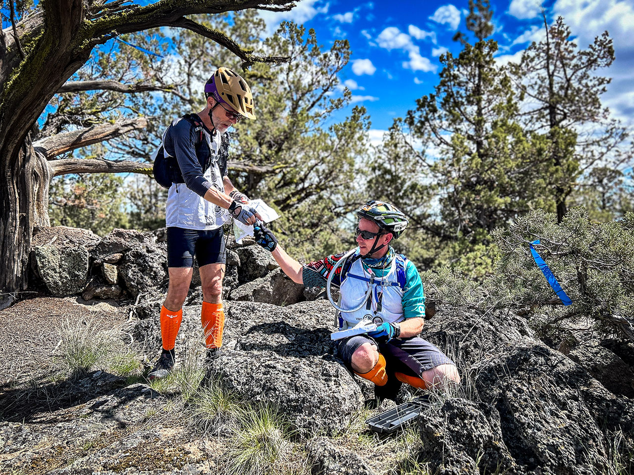 Adventure racers checking in during a race