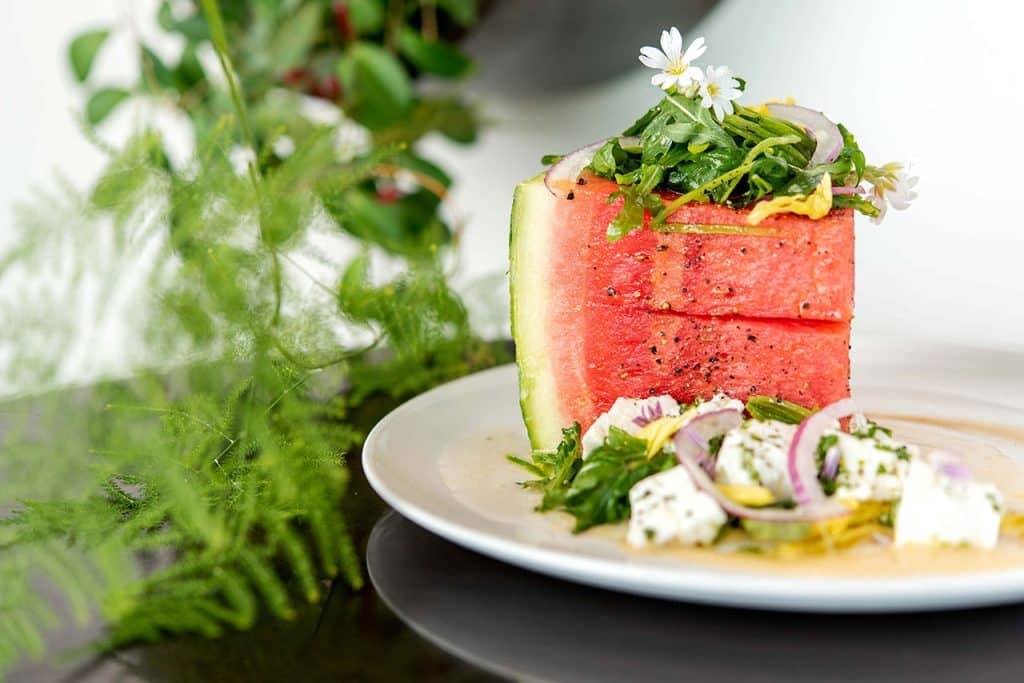 Watermelon plated with extras