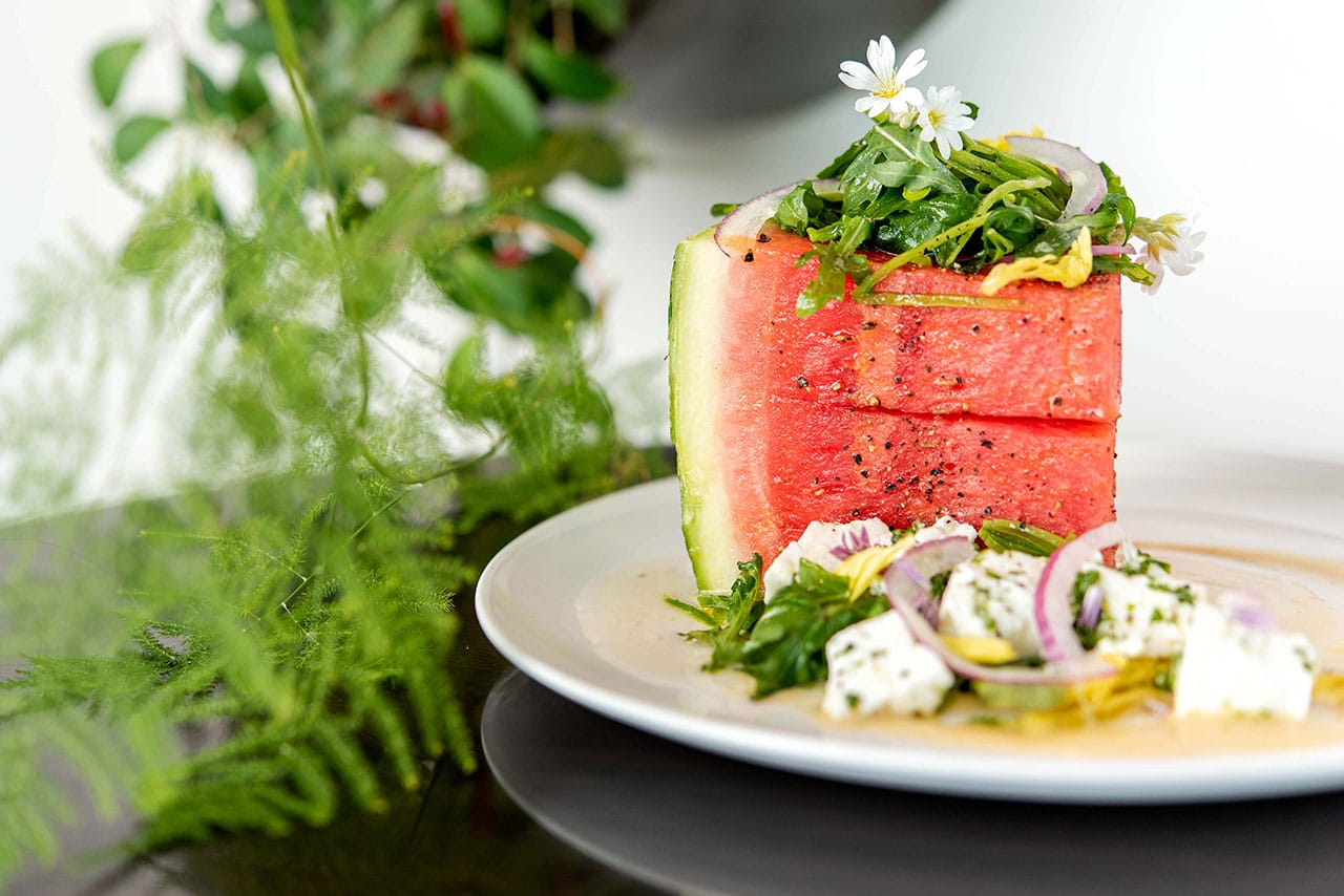 Watermelon plated with extras