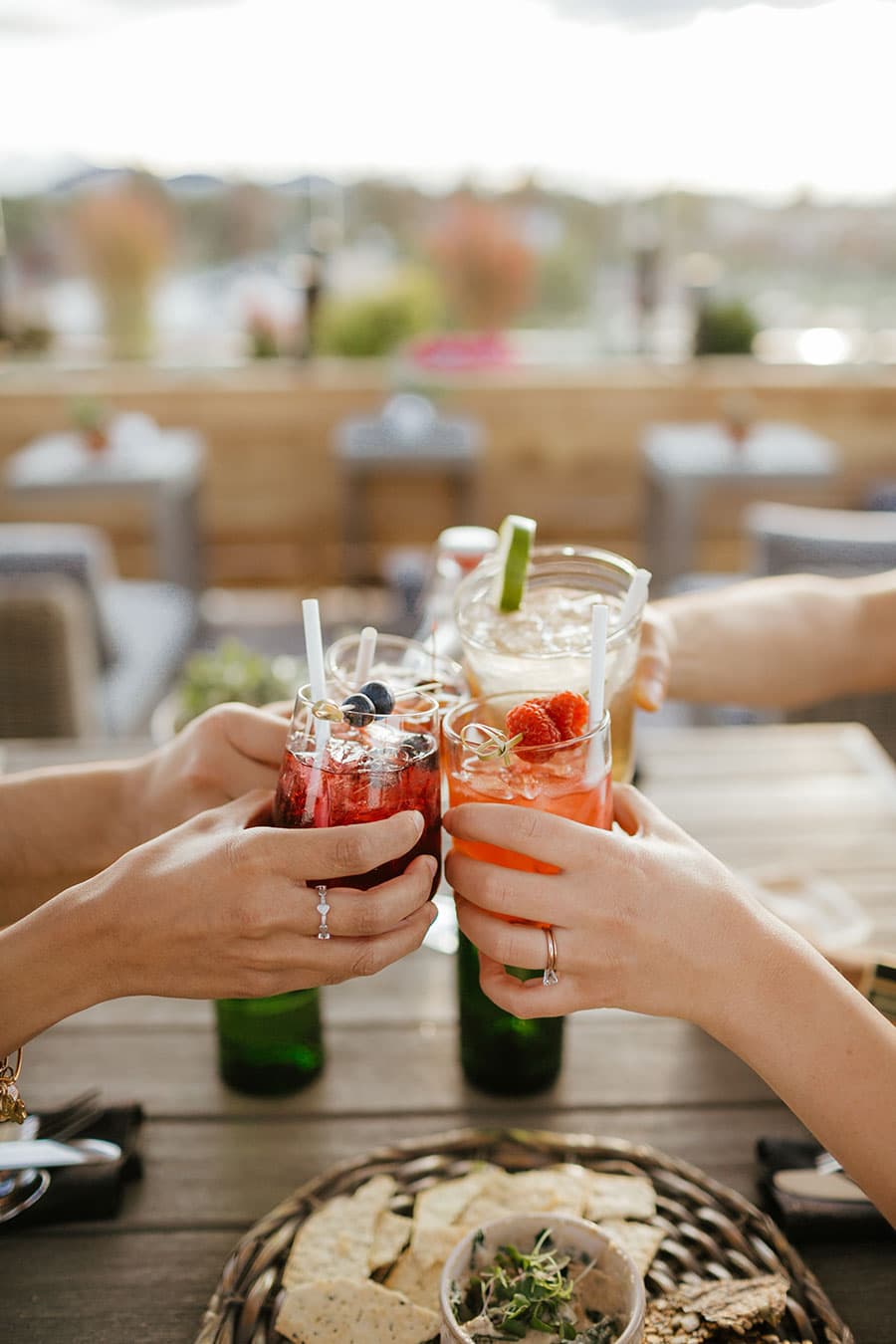 Drink cheers on rooftop